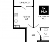 1-комн, 36 кв м, этаж 10/24 Ставрополь, улица Южный Обход, 65