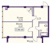 2-комн, 69 кв м, этаж 2/9 Советская улица, 69А