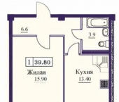 1-комн, 40 кв м, этаж 4/9 Советская улица