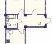 2-комн, 72 кв м, этаж 5/9 Советская улица