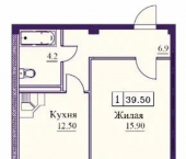 1-комн, 40 кв м, этаж 3/9 Советская улица