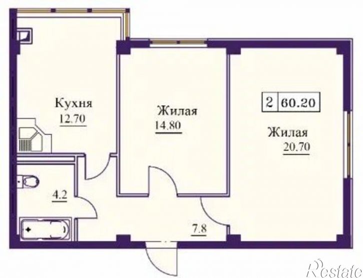 2-комн квартира в новом доме Советская улица, 69А,  д. 69А