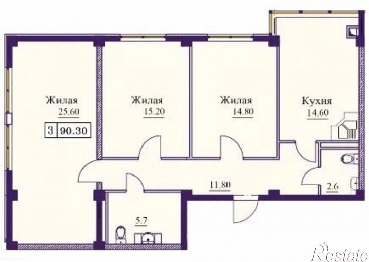 3-комн квартира в новом доме ул Советская, 69А,  д. 69А