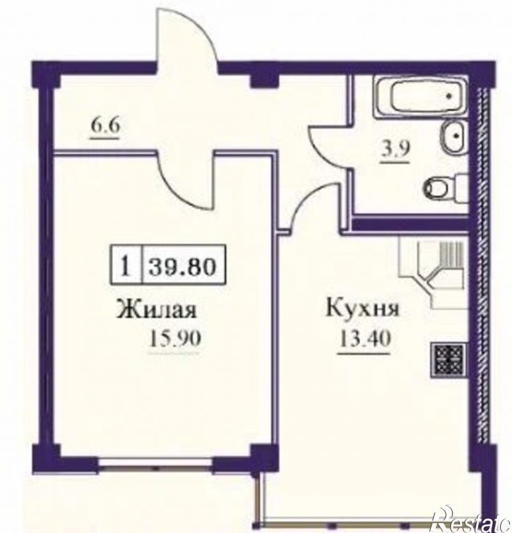 1-комн квартира в новом доме Советская улица