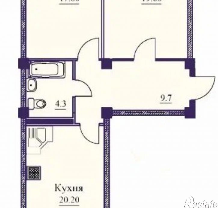 2-комн квартира в новом доме Советская улица