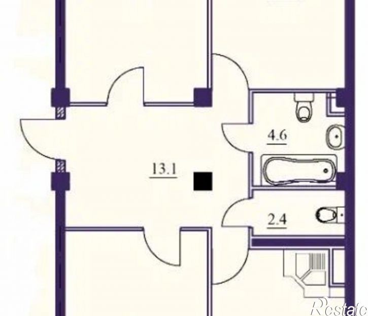 3-комн квартира в новом доме Советская улица