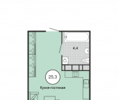 1-комн, 25 кв м, этаж 3/10 Подлесная улица, 57/2