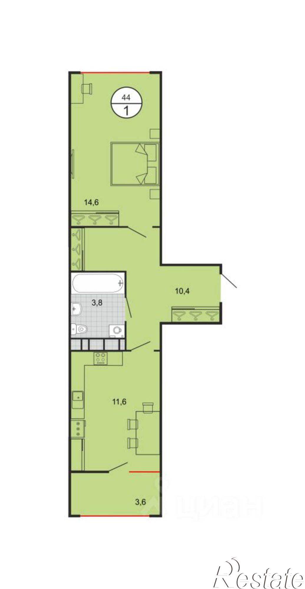 Купить квартиру за 3 673 600 рублей на ул Подлесная, 49
