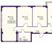 3-комн, 90 кв м, этаж 2/9 Советская улица, 69А