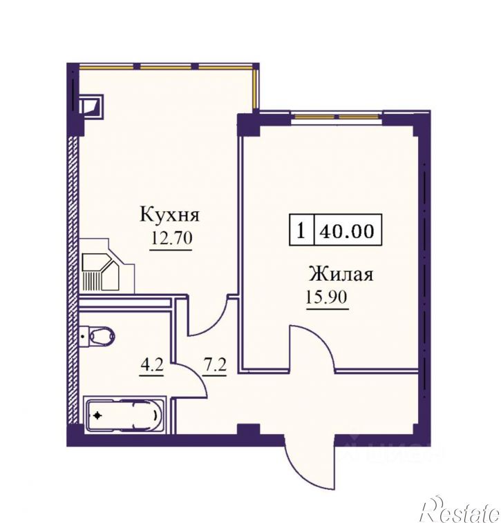 1-комн квартира в новом доме