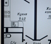 1-комн, 40кв м, этаж 3/9 улица 40 лет Октября, 37Б
