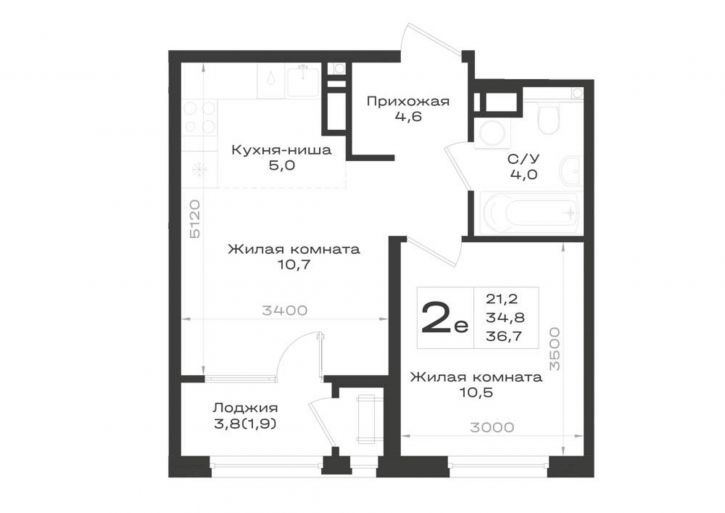 2-комн квартира в новом доме Ленина улица, д.63