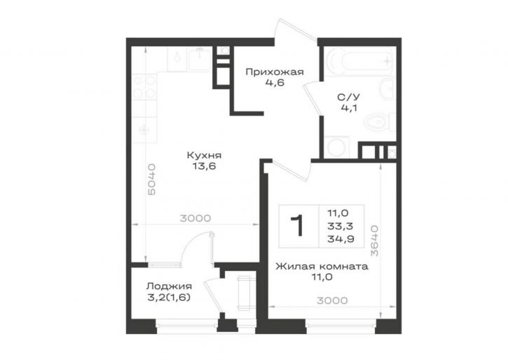 1-комн квартира в новом доме Ленина улица, д.63