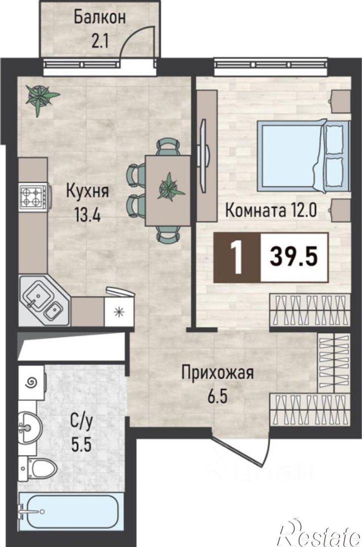 1-комн квартира в новом доме городской округ Железноводск