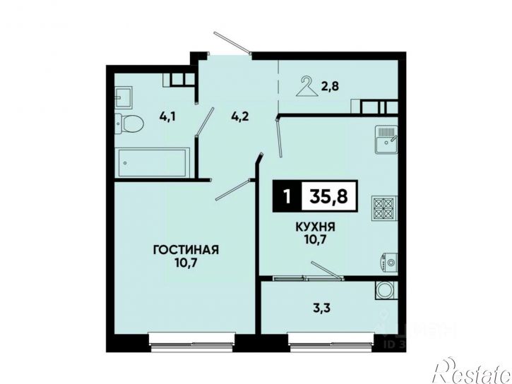 1-комн квартира в новом доме улица Андрея Голуба, 12к13