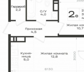 2-комн, 41 кв м, этаж 10/14 Предгорный муниципальный округ, ЖК Нагория