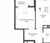 1-комн, 34 кв м, этаж 9/14 Предгорный муниципальный округ, ЖК Нагория