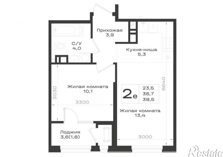2-комн квартира в новом доме Ленина улица, д.63