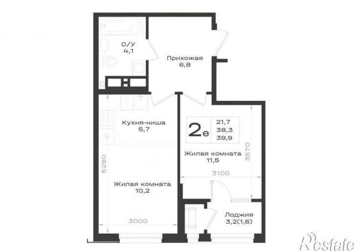2-комн квартира в новом доме Ленина улица, д.63