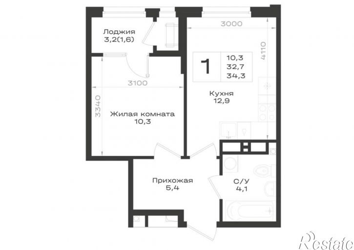 1-комн квартира в новом доме Ленина улица, д.63