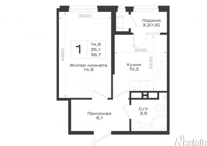 1-комн квартира в новом доме Ленина улица, д.63