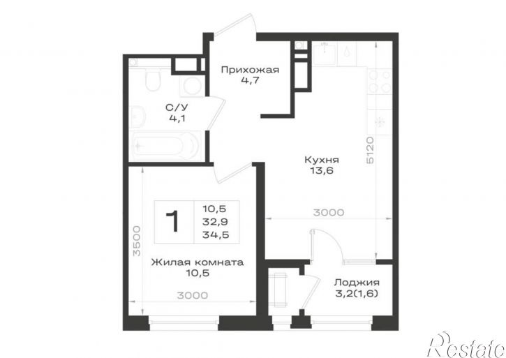 1-комн квартира в новом доме Ленина улица, д.63