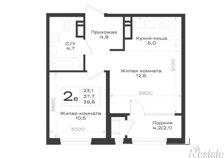 2-комн квартира в новом доме Ленина улица, д.63