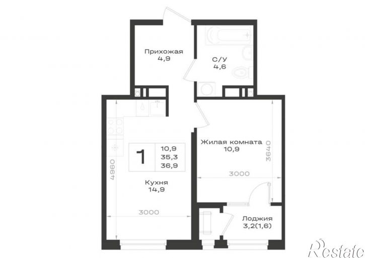 1-комн квартира в новом доме Ленина улица, д.63