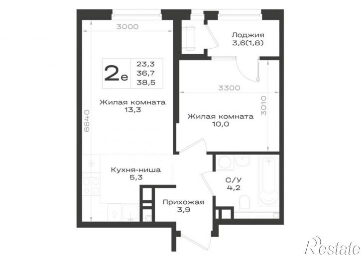 2-комн квартира в новом доме Ленина улица, д.63