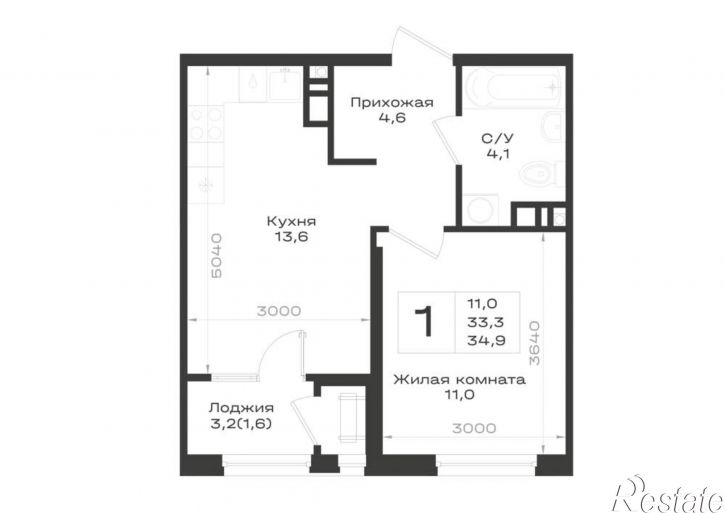 1-комн квартира в новом доме Ленина улица, д.63