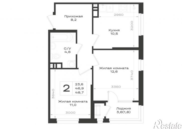 2-комн квартира в новом доме Ленина улица, д.63