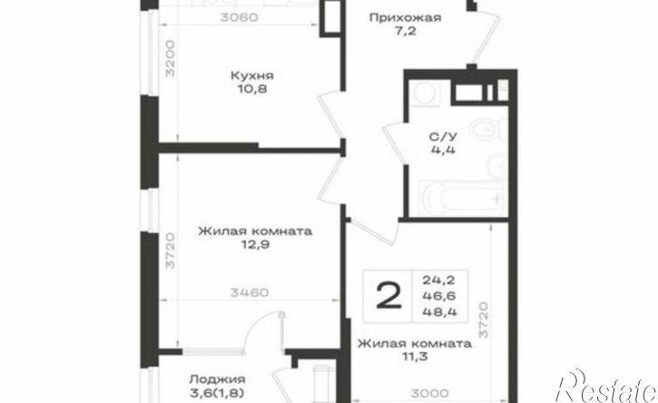 2-комн квартира в новом доме Предгорный муниципальный округ, ЖК Нагория