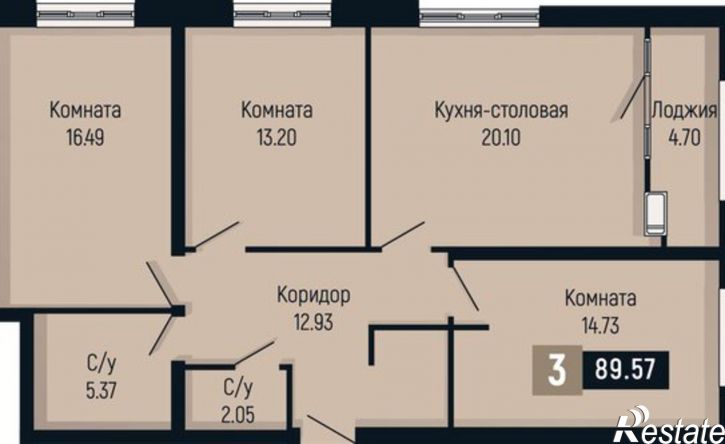 3-комн квартира в новом доме Ставрополь, Промышленный район, микрорайон № 23, ЖК Федерация