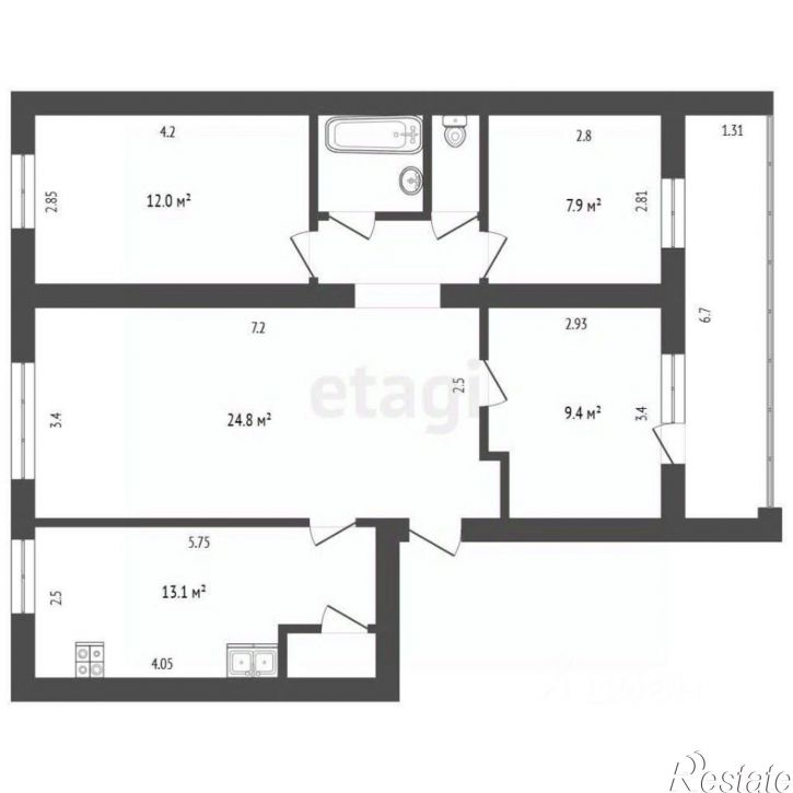 4-комн квартира ул Набережная, 80,  д. 80