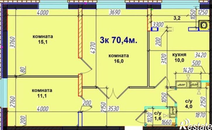 3-комн квартира в новом доме Ставрополь, Ленинский район, микрорайон № 6