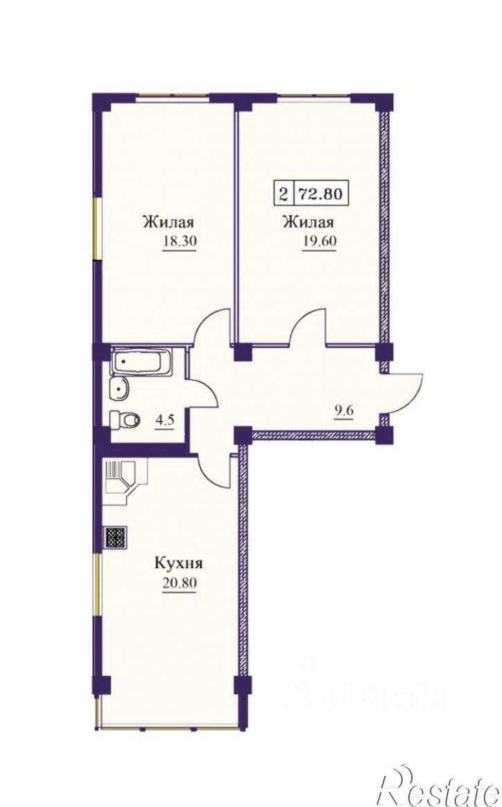 2-комн квартира в новом доме