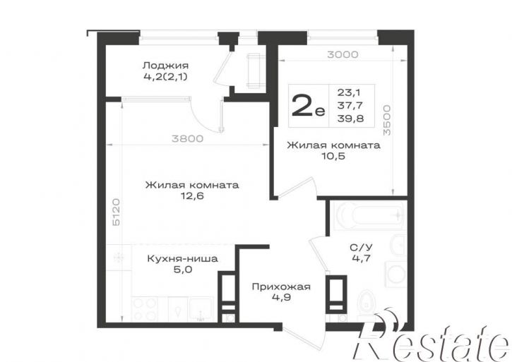 2-комн квартира в новом доме Ленина улица, д.63