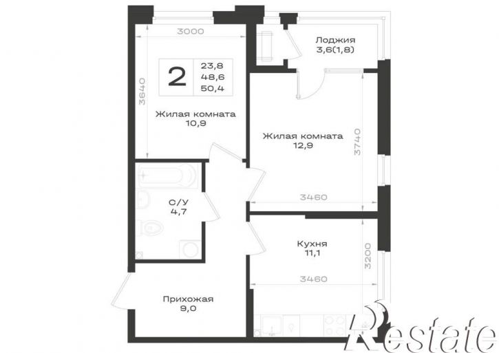 2-комн квартира в новом доме Ленина улица, д.63